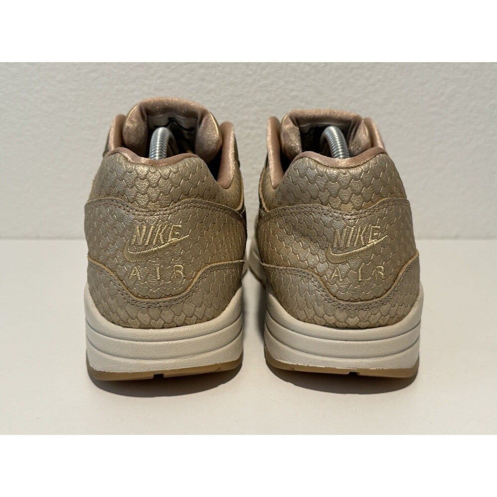 Nike Air Max 1 Womens Running Shoes Sz 12 Premium Gold Fish Sneakers 454746-900 - Picture 10 of 16